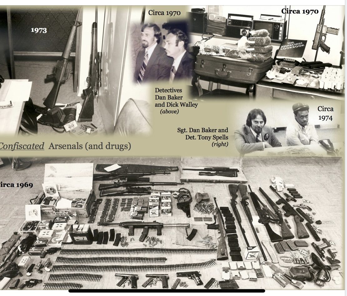 Collage of confiscated arsenals and Dayton detectives